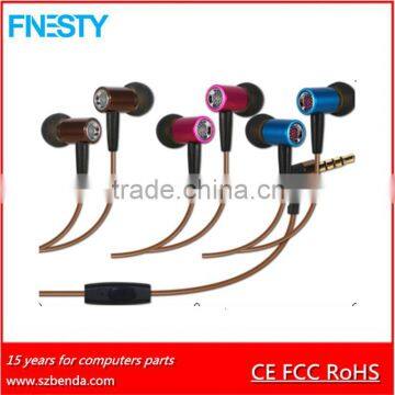 2016 wholesale popular fashion wired metal shell earphones with mic