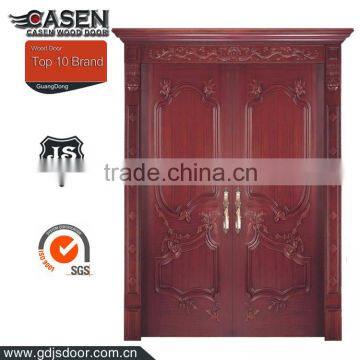 Chinese style luxury double carved entry wood door with best price