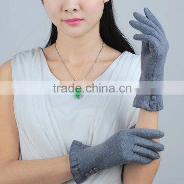 Best Feeling Grey Color Lady Wool Gloves With Wool Lining photo-2