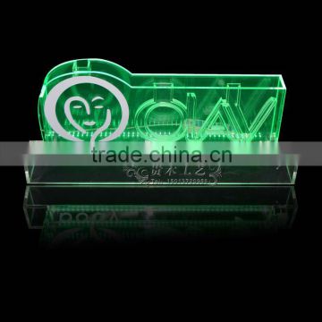 acrylic LED logo display stand lucite edge lit sign for Olay brand wine immit stand