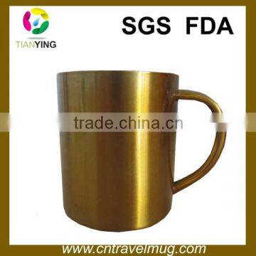 double wall copper metal mug with handle