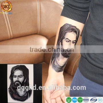 portrait design fake foil black temporary tattoo sticker