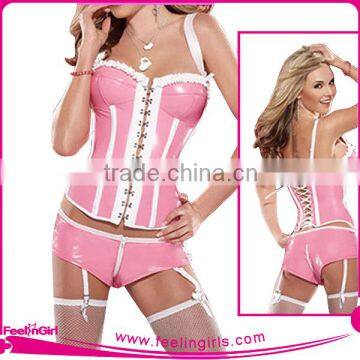 China Pink xxl Sexy Leather Corset Tight Tops For Women