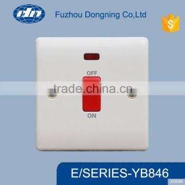 20A single white on/off switch with red light YB846