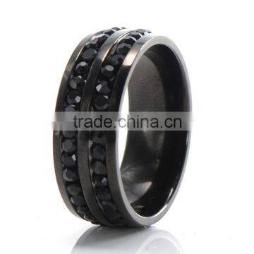 Korean style cheap stainless steel jewelry diamond black eternity ring                        
                                                                                Supplier's Choice