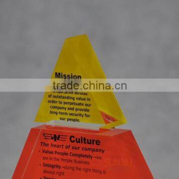 3 Colour Words Print Acrylic Pyramid Triangular Paperweight With Competitive Price photo-5