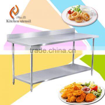 OEM customized size stainless steel kitchen work table worktable with backsplash used for kitchen food ware