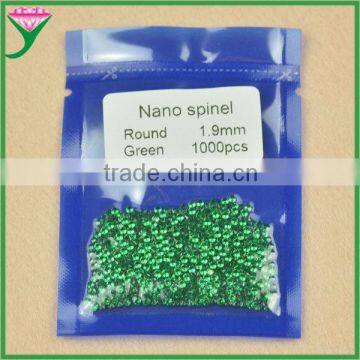 AAA quality 1.9mm small round shape can wax setting green nano gems