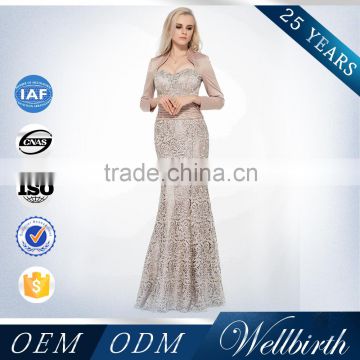 Hot Selling Vintage Long Sleeve Mermaid 2016 Evening Wedding Dress