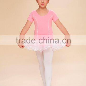 kids short sleeve dancewear , girls ballet leotard with skirt