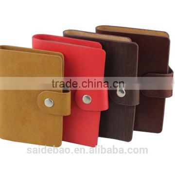 top layer genuine leather business card holder ,metal button samll card case