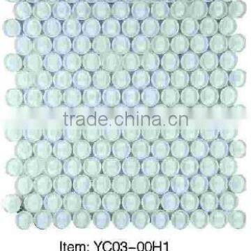 glass mosaic tile round shape mosaic white