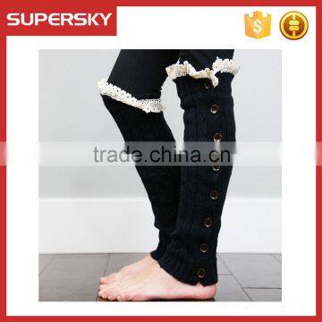 C01-2 Black Sexy Women Leg Warmers for High Heel Button Down Leg Warmers