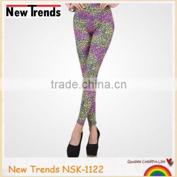 Fashion neon fuchsia and yellow leopard print leggings custom leggings