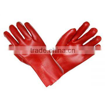 Red PVC Coated Water Resistant Long Sleeve Industry Work Gloves