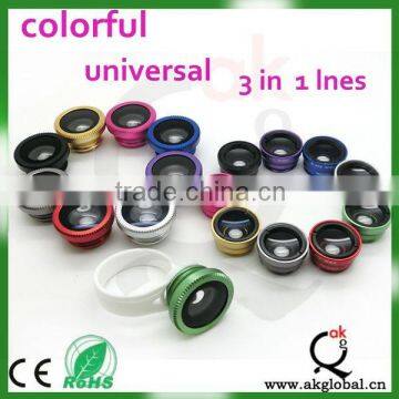 Hot sale high 3 in 1 circle clip lens Universal lens for all mobile phone lens Fisheye+wide angle+macro accept paypal
