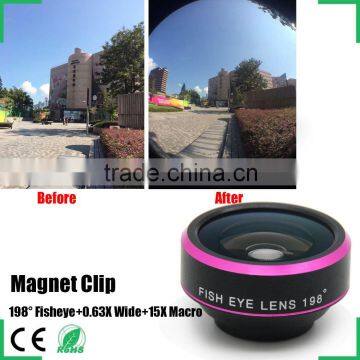 2016 innovative gadgets magnetic clip 198 degree ultra wide angle fish eye fisheye lens with DSLR lens for iPhone 6s samsung htc