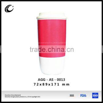 16oz 400ml plastic double wall big bottom coffee sexy mug logo with lid