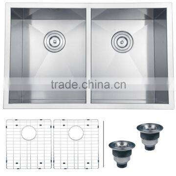 New Premium Undermount 304 Stainless Steel 50/50 Double Bowl Kitchen Sink