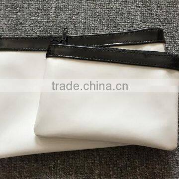 printed promotional PU leather cosmetic bag with handle