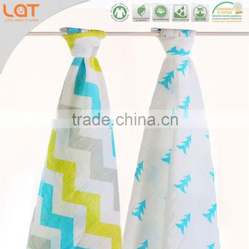 LAT Pre-washed 100% cotton muslin swaddles blanket factory china