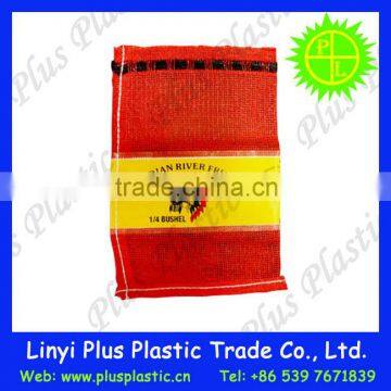 red color leno mesh bags wholesale,tubular mesh bags with L-sewing for packing onion,garlic,cabbage