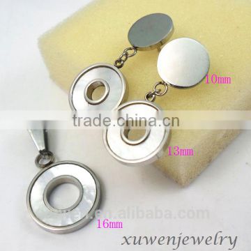 custom circle shape shell stainless steel jewelry sets for women