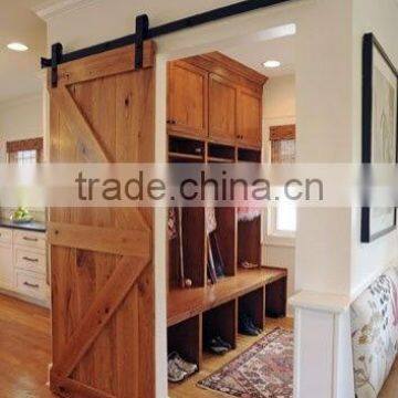 Barn door hardware for wood door