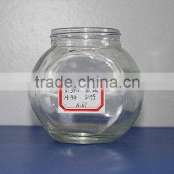 340ml flat clear glass jar