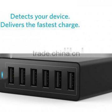 Multi USB 6 Port Charger Desktop Rapid 50Watt Station Charging for Apple Android, With ISmart Technique IC photo-5
