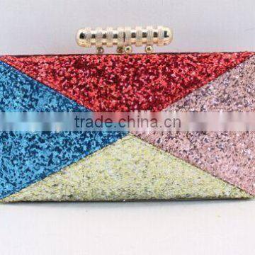 Customized attractive diamond shaped glitter clutches for ladies