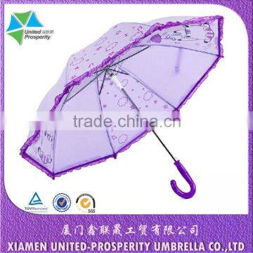 Frilled EVA half transparent little bear safe kid umbrella for fun