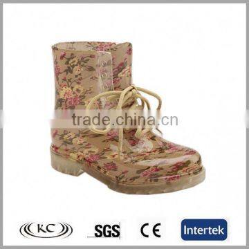 wholesale fashion khaki flower jelly shoe ankle boot