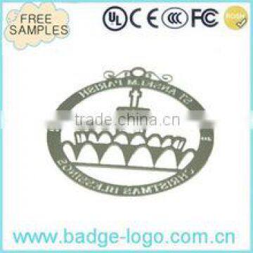 custom high quality new design round silver metal bookmark