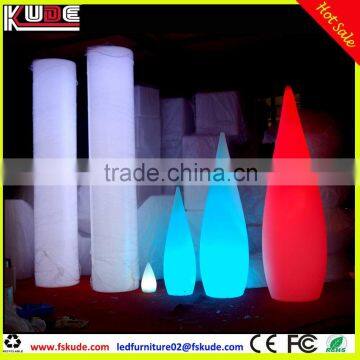 battery operated PE plastic water-drop shape floor lamp with LED light illuminated multi colors