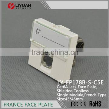 LY-FP178B-S-C5E Standard 45X 45mm face plate free tool stp rj45 legrand face plate