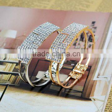 Lovely Bracelet Elegant Crystal Wristband Bangle Cuff Womens Chain Bling Hand