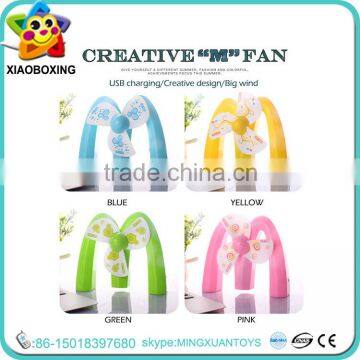 New Design M Shape Usb Mini Battery Charger Electric Table Fan Toys for Kids photo-2