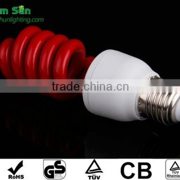 15w CFL red color Half spiral energy saving lamp