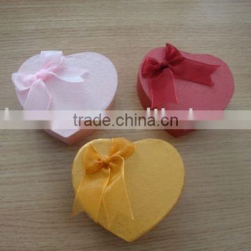 heart shaped gift box with ribbon and sponge inside