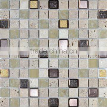 Square shape stone mosaic, glass mix stone mosaic tile, mosaic tile of kitchen