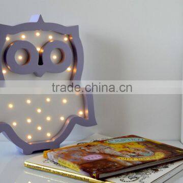 Owl Night Light / Wooden Night light / Marquee led light / Wall Decor