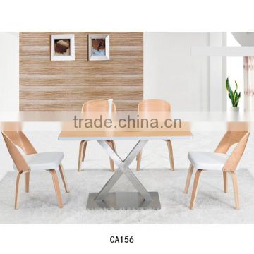 Leisure modern restaurant furniture Leather chair Wooden dining table and chairs CA156