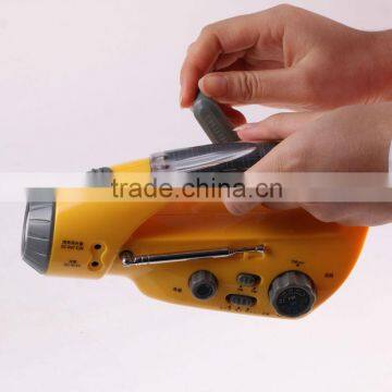 solar dynamo flashlight charger & Camping flashlight with Siren & Emergency charger
