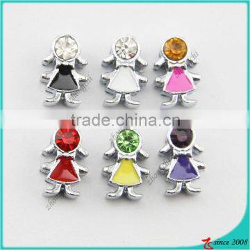 8mm cute girl Alloy Nickel Free Slider Charm Beads for DIY Jewelry