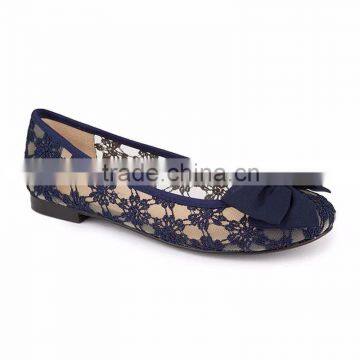 2016 Footwear Ladies Women Pump Shoes Lace Upper With Bow Flat Ballerinas