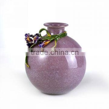 RORO Felicity iris enamel pewter colour glass vase