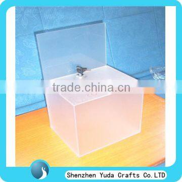 custom acrylic donation suggestion box with cover and lock