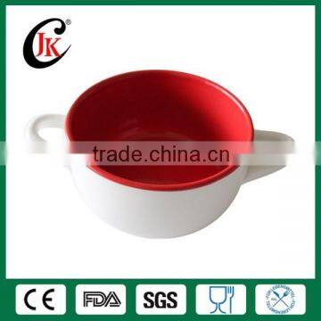 High quality customized ceramic porcelain soup bowl with handle