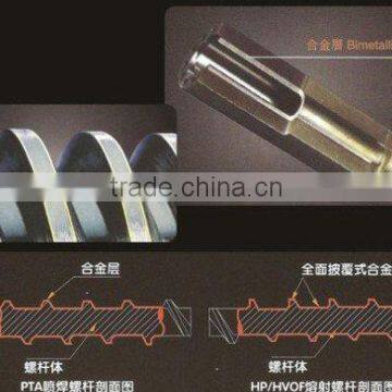 Bimetallic screw and barrel/injection application